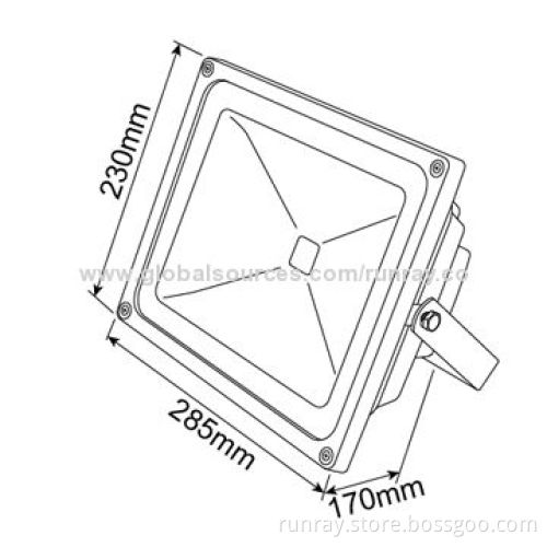 50W LED Floodlight, 90lm/W, >0.95 Power Factor, 85-265V AC/12-24V DC, IP65 Aluminum Housing, CE Mark